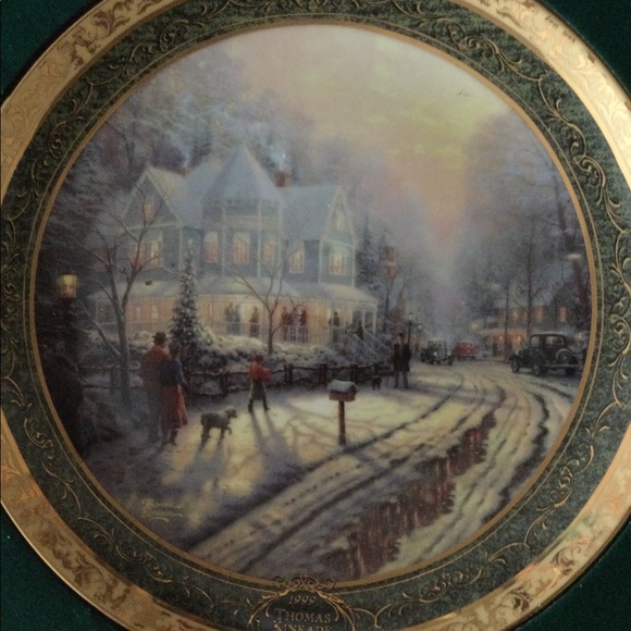 THOMAS KINKADE 1999 HOLIDAY GATHERING COLLECTOR PLATE NEW IN BOX-  COA - Picture 4 of 7